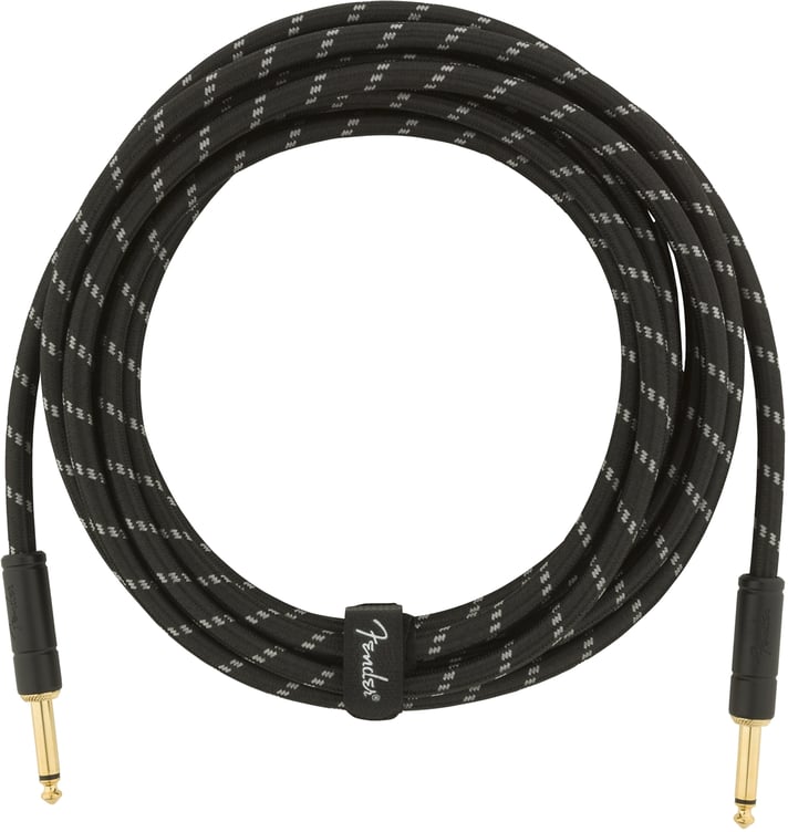 Fender Deluxe Series Instrument Cable, Straight/Straight, 15', Black Tweed