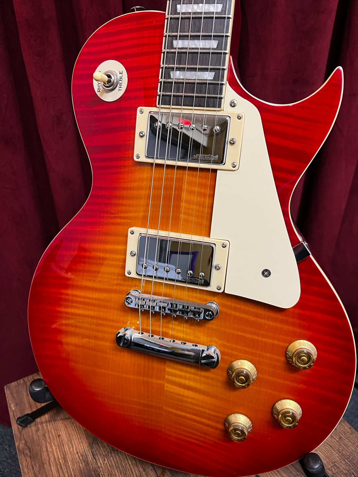 Used 2019 Vintage V100CS Cherry Burst Trev Wilkenson PU's