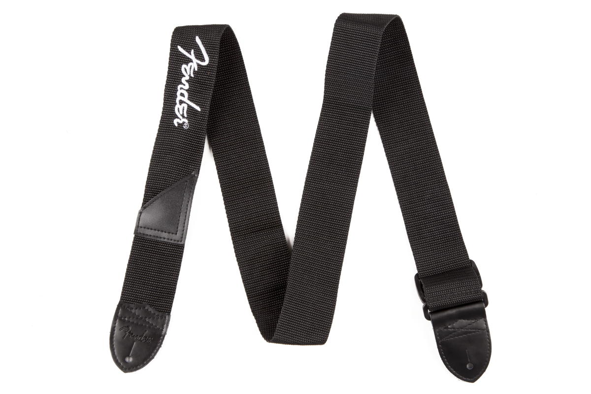 Fender® 2" Black Poly Strap w/ White Fender® Logo