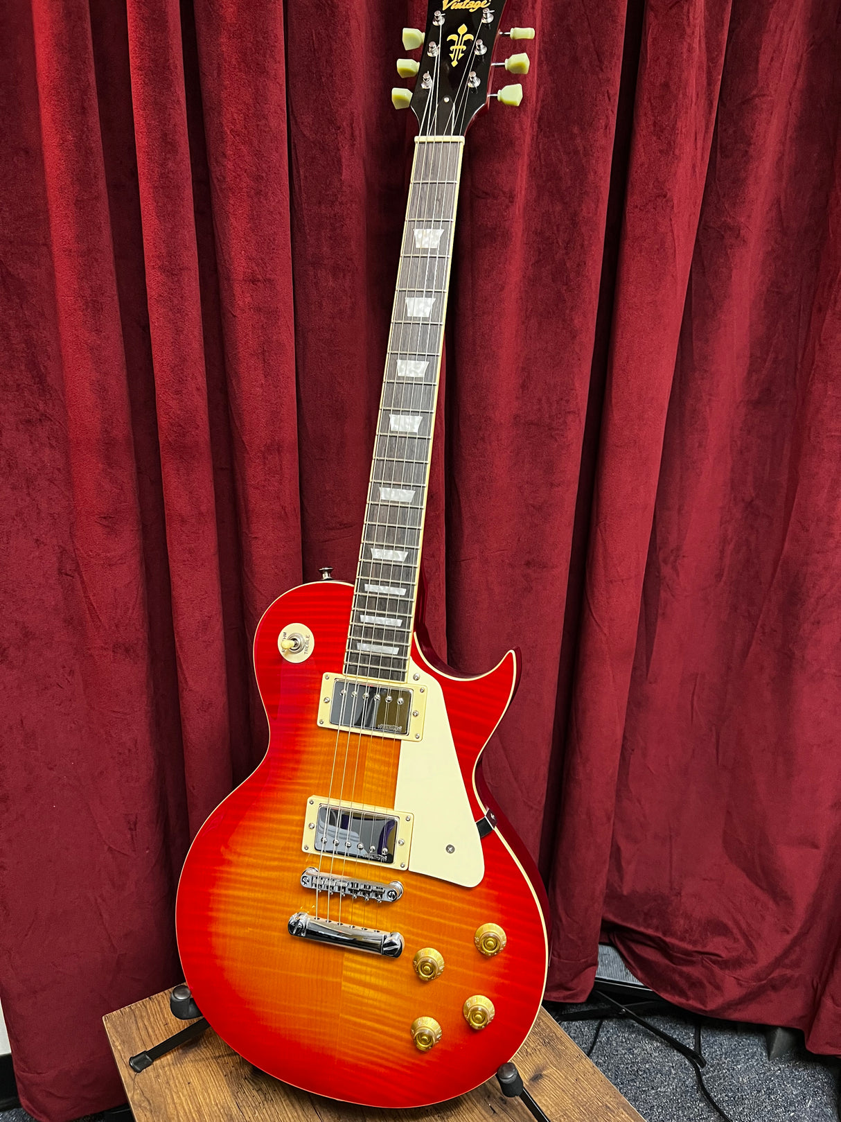 Used 2019 Vintage V100CS Cherry Burst Trev Wilkenson PU's