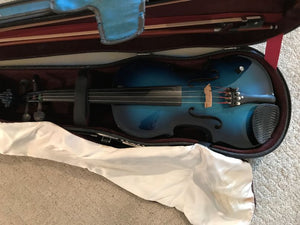 Used Knilling Alvarez Artist 4/4 Electric Violin w/case and bow (Blue)