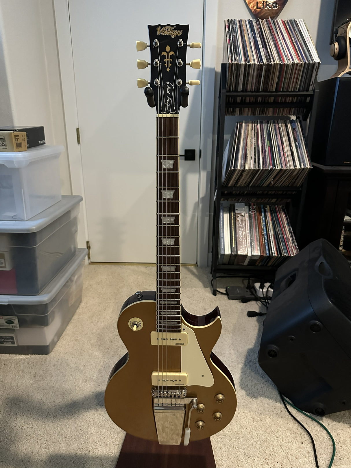 Used 2016 Vintage V100MU Gold Top Midge UR LP P-90's